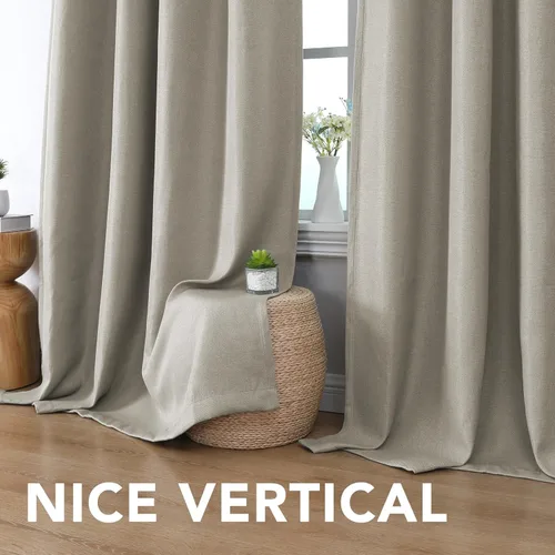 Vista 9 de H.VERSAILTEX Cortina de lino para oscurecer la habitación para dormitorio/sala de estar, cortinas opacas extra anchas de 100 x 84 pulgadas