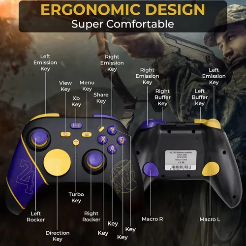 Vista 2 de DPUTI Xbox One Elite Wireless Controller, Game Controller Gamepad 2.4GHZ, Compatible with Xbox OneOne SOne XOne Series XS PCPS3 with Turbo buttons