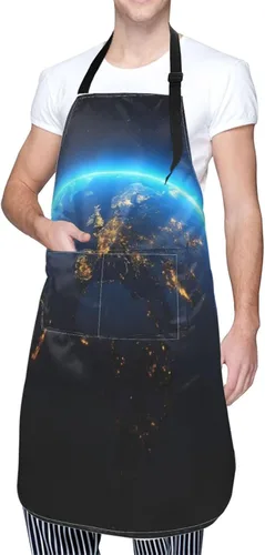 Planet Earth For Waterproof Adjustable Adult Apron With Pockets For Men And Women Cooking, Painting