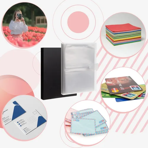 Vista 6 de Tarjetas de índice de 4 x 6 pulgadas, bolsas organizadoras de plástico transparente, carpeta de libros, paquete de 2 fundas protectoras