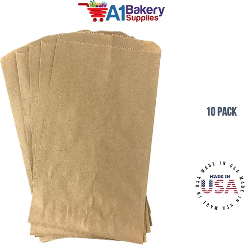 Vista 6 de Bolsas de mercancía de papel plano marrón Kraft 10x13 10 unidades por A1 Bakery Supplies