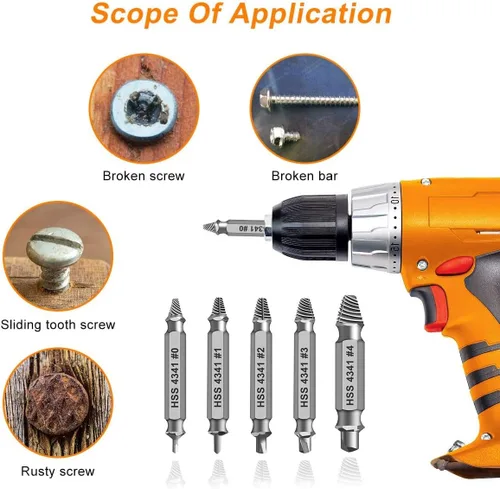 Vista 4 de Regalos para hombres y mujeres Kit de extractor de tornillos dañados Juego de extractor de tornillos despojados, herramientas manuales
