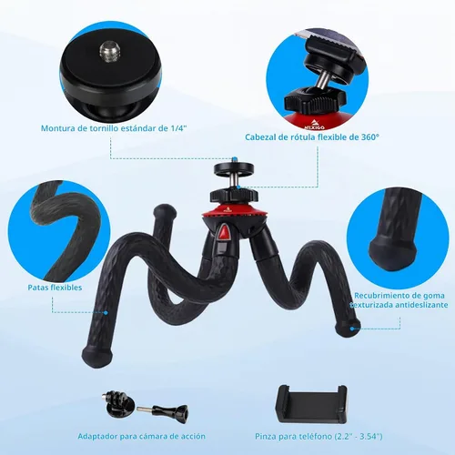 Vista 6 de Mini trípode para cámara/teléfono/cámara web, soporte de trípode de cámara flexible NexiGo, compatible con NexiGo Logitech Webcam C920 C922 Brio