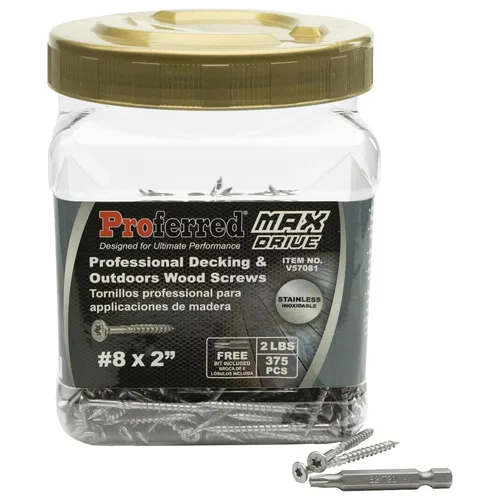 Vista 18 de Proferred Tornillos de madera profesionales para terrazas y exteriores, revestimiento SKT® de bronce - Spray de sal de 1500 horas, #8 X 2, 6 lóbulos