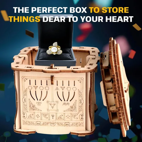 Vista 5 de ESC WELT Secret Box - Juego de rompecabezas de madera 3D, caja de regalo creativa para dinero, cupones, tarjetas de regalo, juego de caja de madera