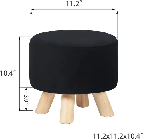 Vista 102 de Asense Taburete otomano redondo pequeño con reposapiés acolchado de tela con patas de madera antideslizantes (multicolor, tela)