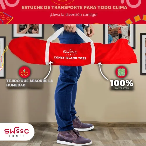 Vista 6 de SWOOC Games - Coney Island Toss™ - Juego de tablero de Cornhole estilo arcade con estuche de transporte y más de 15 juegos - Juegos de Cornhole