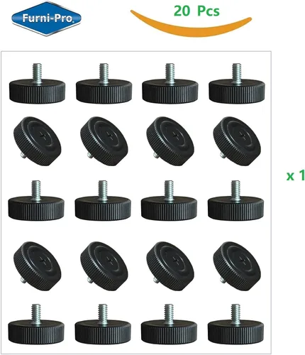 Vista 2 de Nivelador de base de mesa (tabla base deslizante) para restaurantes y hogares, ajustable, rosca #1/4-20, 20 piezas por paquete (20)