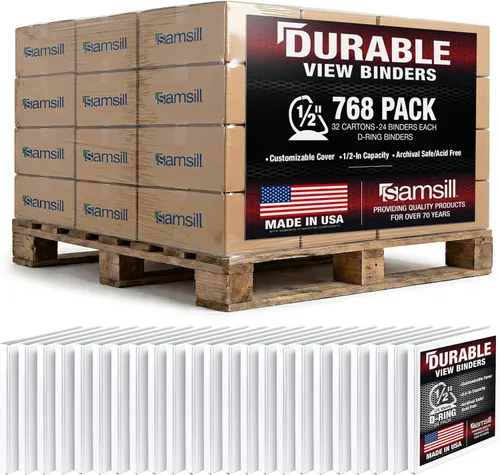 Vista 75 de Samsill - Carpeta duradera de 5 pulgadas, fabricada en los Estados Unidos, con anillos en D, transparente y personalizable, color blanco