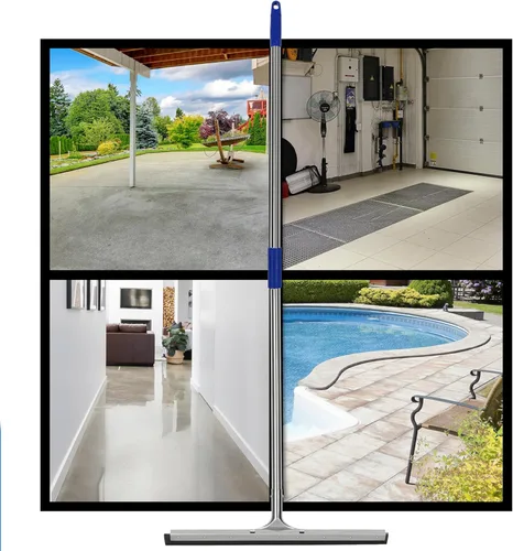 Vista 6 de Escoba de goma de silicona de 55 pulgadas de largo con mango de acero inoxidable de 55 pulgadas de largo con hoja de goma de silicona de 22 pulgadas