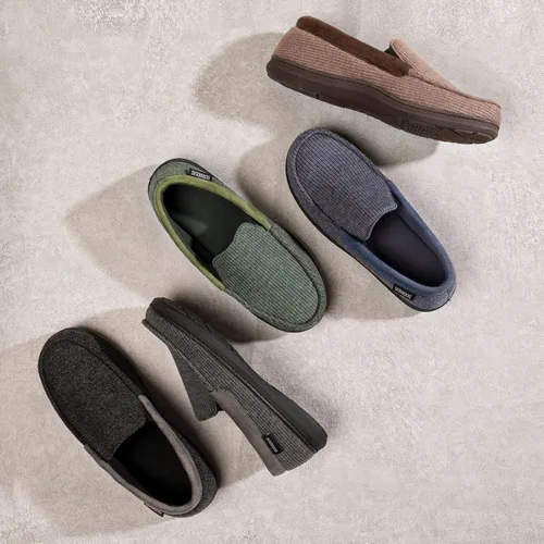 Vista 7 de ULTRAIDEAS Pantuflas Carver para hombre, mocasín, zapatos de casa con espuma viscoelástica