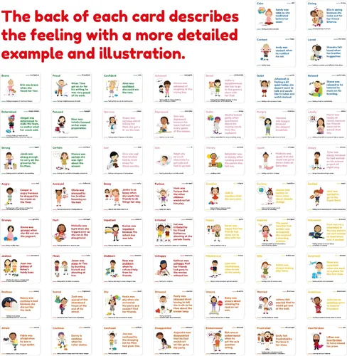 Vista 5 de Tarjetas de emociones para niños, juego de cartas de sentimientos, 60 tarjetas de emoción y sentimiento para niños, tarjetas de aprendizaje
