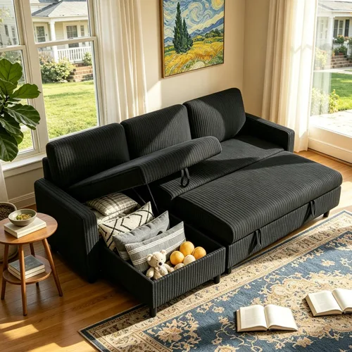 Vongrasig Sofá cama con almacenamiento para espacios pequeños, sofá convertible pequeño extraíble con diván de almacenamiento, sofá cama modular en