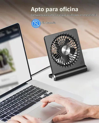 Vista 2 de Koonie Ventilador de escritorio USB, ventilador pequeño ultra silencioso de Negro