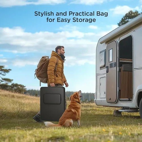 Vista 9 de ZOUPW Panel Solar Portátil de 100 Vatios con Controlador PWM de 20A, Artículos Esenciales para Campistas, Kit de Panel Solar Plegable de 19V