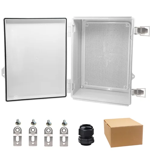 Vista 26 de Caja eléctrica impermeable, caja de conexiones IP67, pestillo de acero inoxidable, cubierta transparente con bisagras, carcasa para proyectos