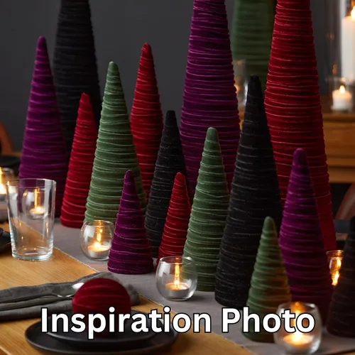 Vista 8 de Your Heart's Content Juego de 3 árboles de terciopelo negro, decoración de mantel hecho a mano, mesa de árbol de Navidad, centro de mesa