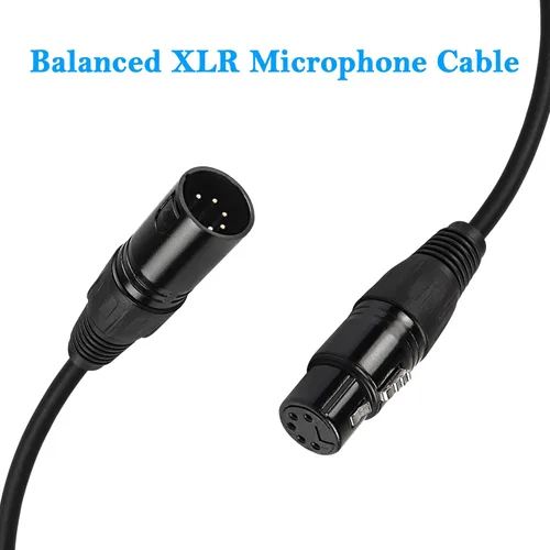 Vista 5 de MEIRIYFA Cable adaptador XLR DMX de 5 pines, XLR de 5 pines macho a hembra Cable de conexión equilibrado Cable de micrófono - Negro, 1M