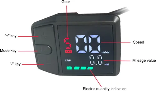 Vista 4 de Focket Computadora de bicicleta, pantalla de kilometraje de engranajes de potencia de velocidad IP65, pantalla LCD de bicicleta eléctrica DC 24 V 36