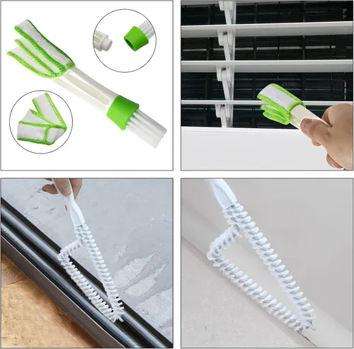 Vista 5 de 8 piezas de herramientas de limpieza de ranuras de mano, cepillos de limpieza de hendiduras para puertas y ventanas, limpiadores de ciegos, cepillo