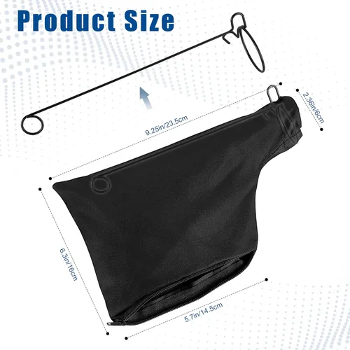 Vista 3 de Bolsa de recolección de polvo negra para sierra ingletadora modelo 255 con cremallera y soporte ajustable con cable, bolsas colectoras de polvo