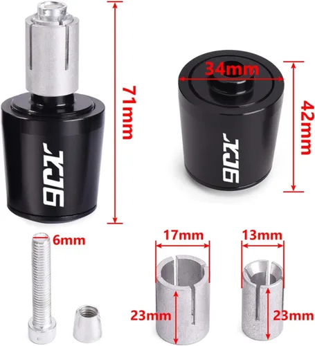 Vista 2 de 7/8" 22MM CNC Motorcycle Handlebar Grips Handle Bar Grip End Cap Plug for XJ6 N / XJ6 Diversion 2009-2015 2012 2013 2014 (Color : Black)