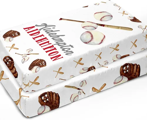 Vista 12 de Sábanas personalizadas para cuna de bebé, sábana bajera ajustable con nombre personalizado para funda de colchón estándar de cuna, paquete de 2