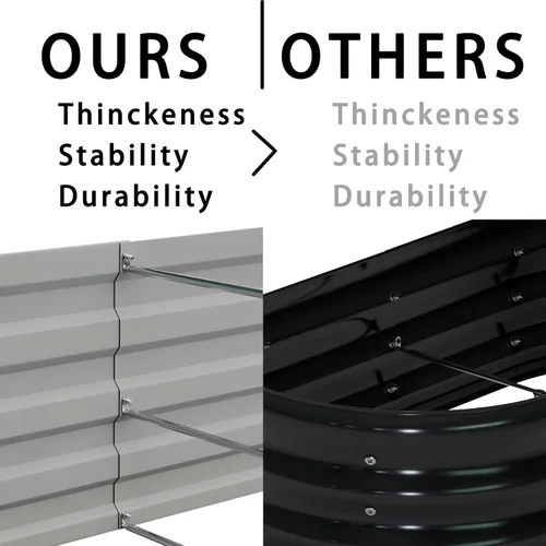 Vista 3 de Foxlang Cama de jardín elevada galvanizada de 8 x 4 x 1 pies (2 piezas) para exteriores, jardinera de metal, kit de cama de plantación para Negro