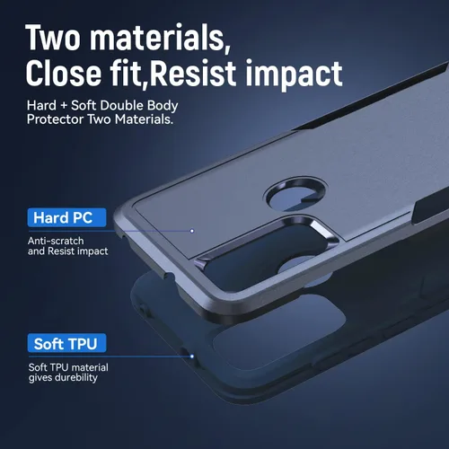 Vista 4 de Funda para Moto G Pure/G Play 2023 /G Power 2022 con protector de pantalla, [prueba de caídas de grado militar] Funda protectora resistente a prueba