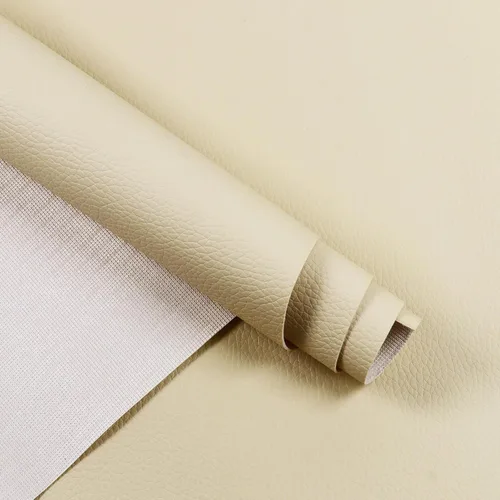 Vista 4 de Telas de tapicería de cuero sintético impermeables, material suave anti-UV, hipoalergénico, fácil de limpiar, sin pelar (1 yarda, beige)
