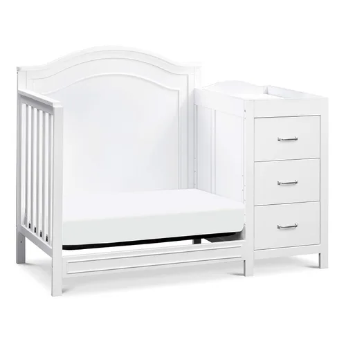 Vista 8 de Cuna DaVinci Charlie, convertible, 4 en 1, con mini cuna y cambiador en color blanco, con certificado Greenguard Gold