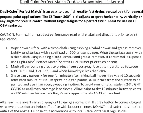Vista 433 de Pintura para automotores, combinación perfecta con General Motors, de Dupli-Color, dorado metálico