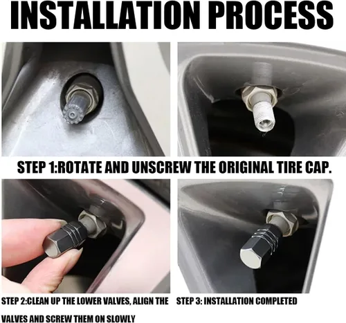 Vista 3 de Osilly Tapones de válvula de vástago de neumático de automóvil, 4 piezas de cubiertas de vástago de válvula de aleación de aluminio, resistentes a