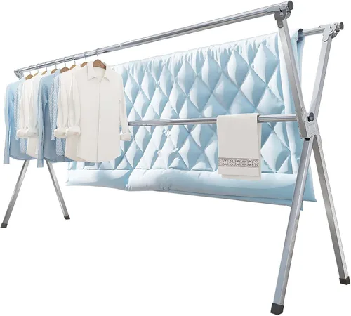 Vikaqi Tendedero de Ropa Plegable de 63 Pulgadas para Interiores y Exteriores, Tendedero de Ropa Plegable Colapsible, Tendedero de Lavandería
