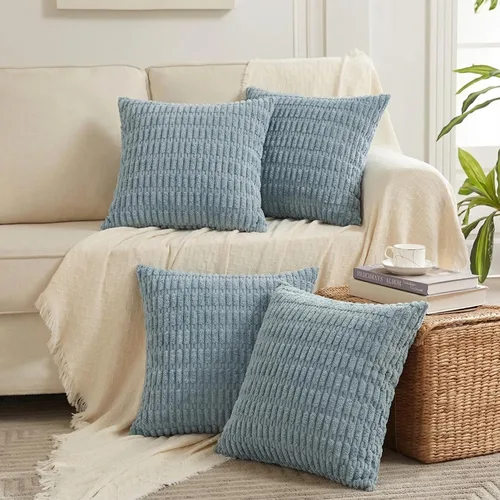 Vista 89 de Fancy Homi - Juego de 4 fundas de almohada decorativas de otoño de color azul de 12 x 12 pulgadas para sofá, cama y silla, decoración moderna