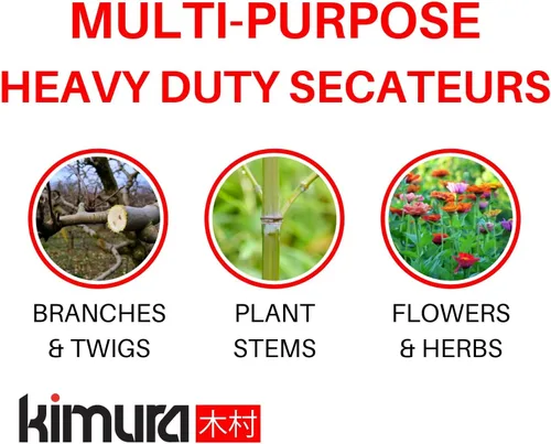 Vista 6 de Kimura® Tijeras de podar de jardín Samurai de 8 pulgadas, [fabricadas en Japón], cuchillas de acero Yasugi japonés premium de servicio pesado