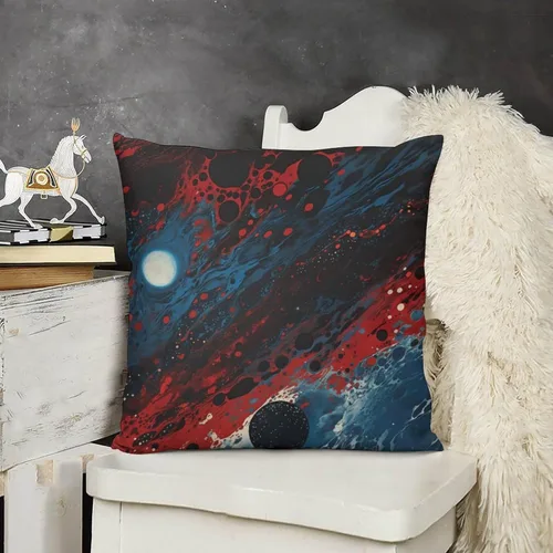 Fundas de cojín cuadradas suaves de mármol rojo, azul y negro de 12 x 12 pulgadas, elegante diseño de mármol de lujo para exteriores, fundas de