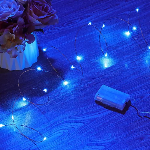 Vista 11 de Mikasol - Guirnalda de luces de pilas, 1 paquete de cadena de luces LED que funcionan con 3 pilas AAA, de alambre de cobre, luces para decoración