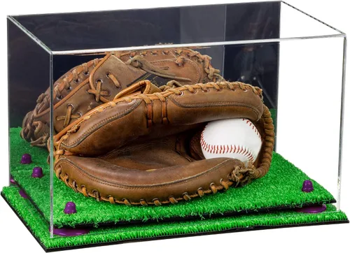 Vista 104 de Better Display Cases Vitrina de guantes de béisbol de acrílico transparente con elevadores negros (A011/V16)
