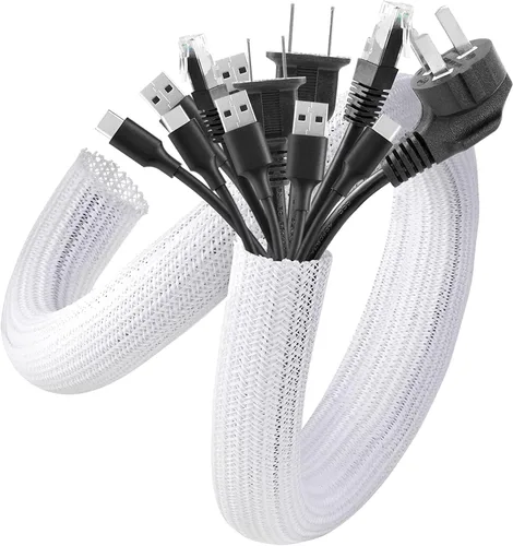 Vista 24 de AGPTEK Funda para cables, 10 pies y 1 pulgada - Organizador de cables de escritorio, ocultador de cables, gestión de cables para computadora, TV