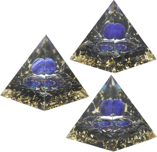 Vista 4 de Rockcloud Chakra Orgón Pirámide de Cristal Generador de Energía Blanacing Chakra para Yoga Reiki Meditaion, Lapislázuli