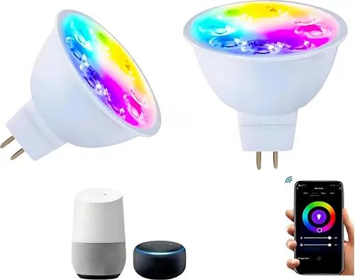 Vista 12 de Bombillas LED inteligentes GU10 regulables con cambio de color, foco GU10 RGB, foco LED WiFi y Bluetooth compatible con Alexa Google, 16 millones
