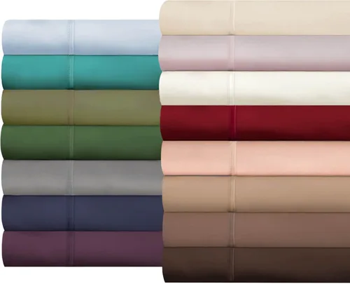 Vista 4 de BLUENILEMILLS Ultra Soft Premium Deep Pocket 400-Thread Count Elasticized Fitted Egyptian Cotton Bed Sheet Set, Sateen Weave, Solid, by Blue Nile