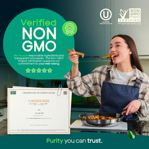Vista 4 de Aceite de aguacate AVO 100% no transgénico, 67.6 Fl-oz, sin conservantes añadidos