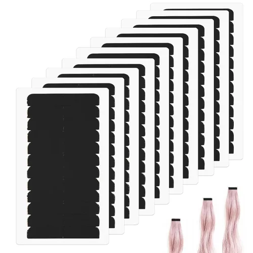 Vista 9 de 480 Piezas de Cinta Adhesiva para Extensiones de Cabello, Cinta Adhesiva de Doble Cara para Cabello Humano, Cinta Adhesiva de Reemplazo