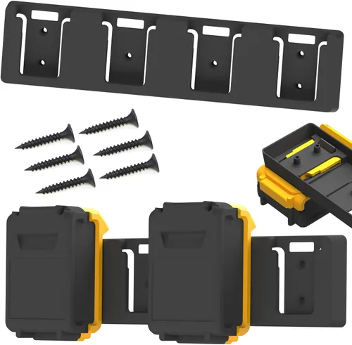 Vista 9 de Soporte de Batería Compatible con Soporte de Batería DeWalt 20V, Montaje de 4 Ranuras para Herramientas de Garaje, Herramientas para Dewalt 20v