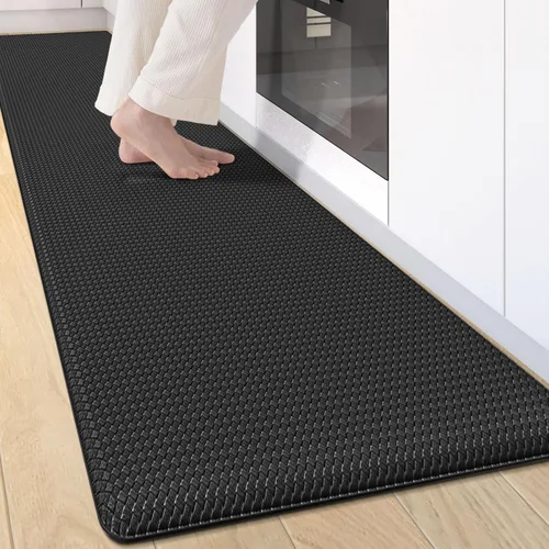 Vista 15 de Tapetes de cocina acolchados antifatiga, impermeable, acolchado de espuma viscoelástica para estar de pie, 17 x 59 pulgadas, color negro
