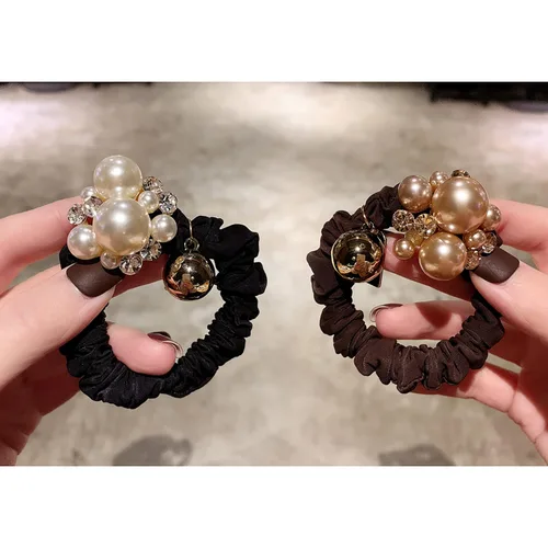 Vista 6 de Lazo elástico de cristal para el cabello, exquisito soporte para cola de caballo, accesorios para el cabello hechos a mano, cuerda para mujeres