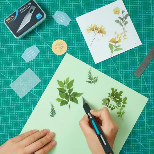 Vista 6 de Nova Juego de 121 cuchillos de alta calidad para manualidades y pasatiempos, 1 cuchillo de precisión con 120 recambios de hoja de hobby SK2#11