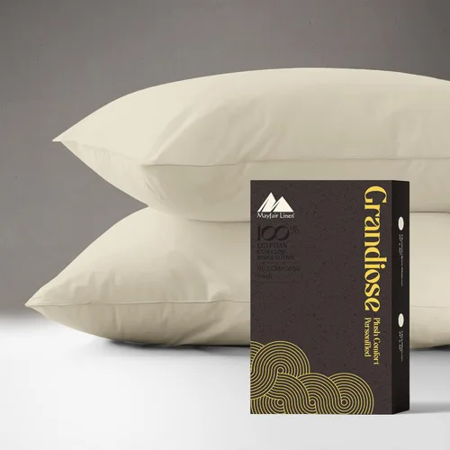 Vista 13 de Mayfair Linen Juego de 4 fundas de almohada 100% algodón egipcio, tamaño estándar/Queen, lujosas fundas de almohada de algodón de alta densidad